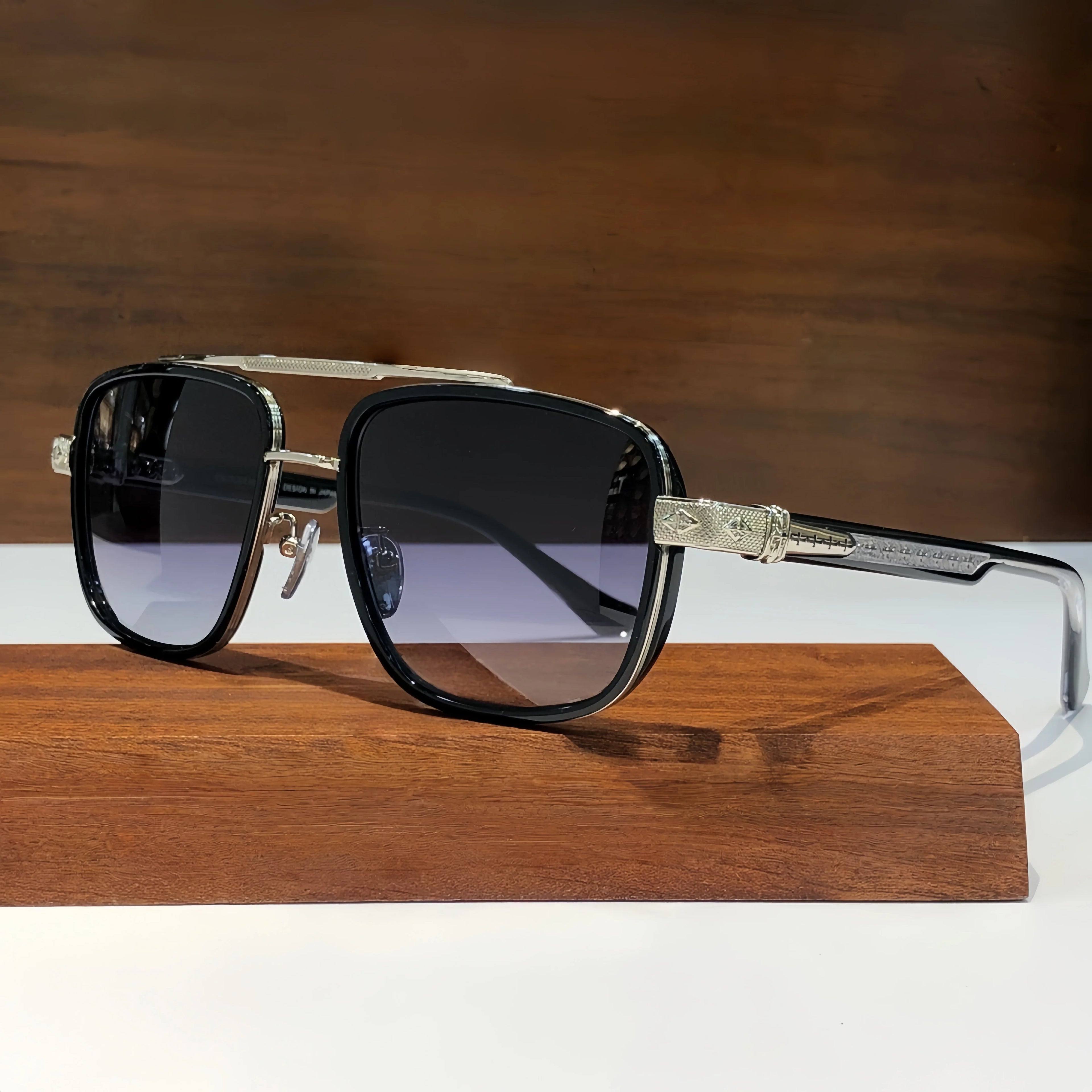 Lunettes de Soleil Pilot Premium Titane Verres CR-39 Dégradé Anti-Reflets UV400 Unisexe – CLEVI Paris
