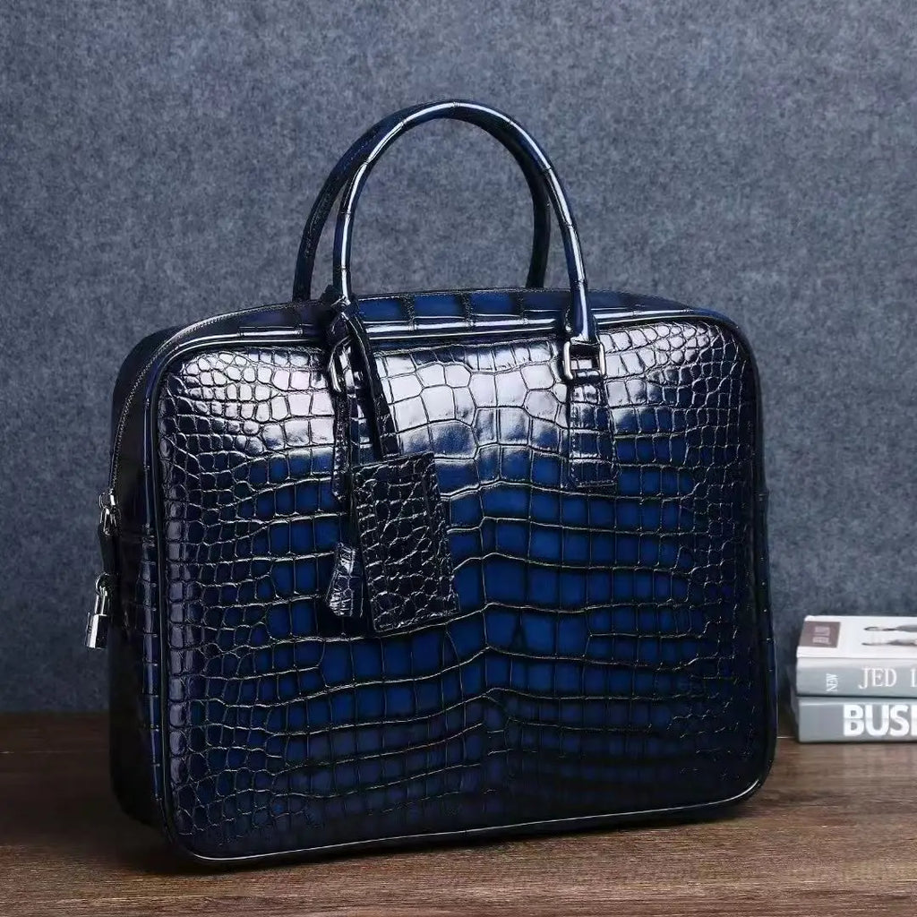 Porte-Documents Homme Cuir Véritable Motif Alligator 14” – CLEVI Paris