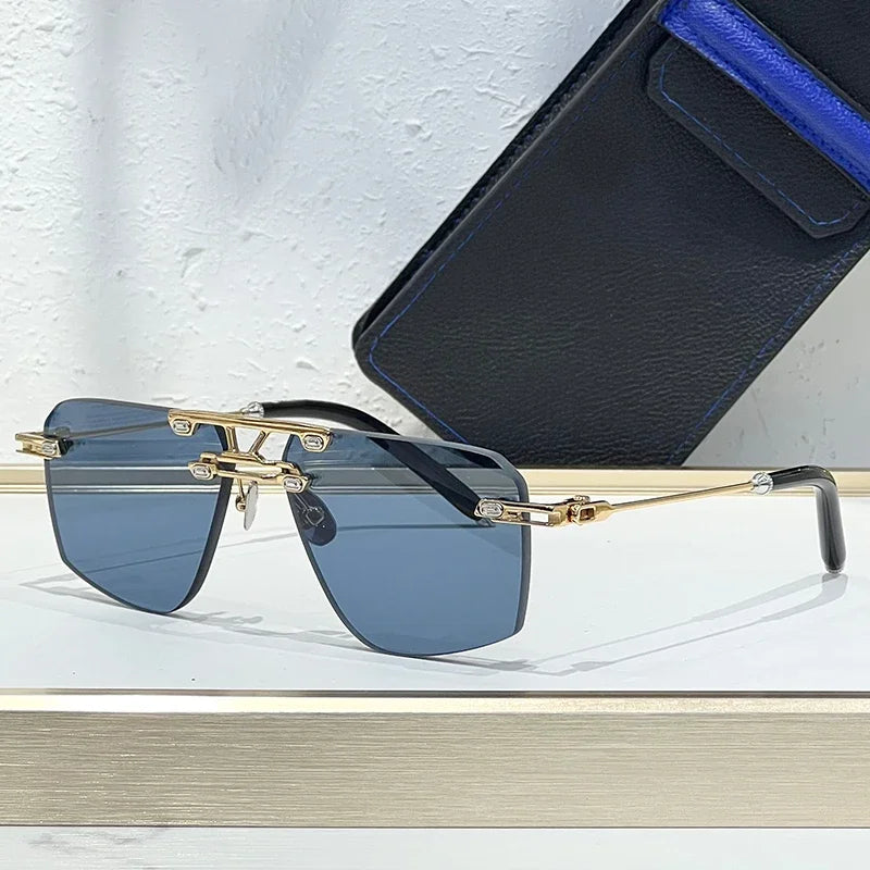 Lunettes de Soleil Sans Monture Double Bridge UV400 – Carrées, Alliage, Unisexe – CLEVI Paris