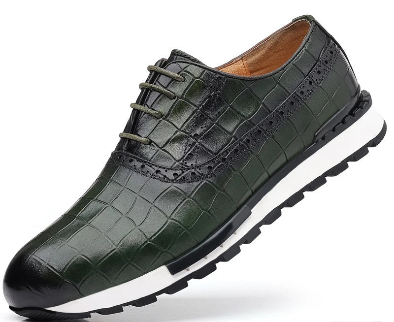Sneakers Cuir Véritable Homme Luxe – Motif Tressé, Lacets – CLEVI Paris