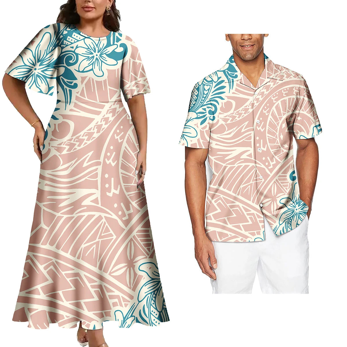 Ensemble Polynésien Tribal Robe & Chemise Hawaïenne Couple – CLEVI Paris