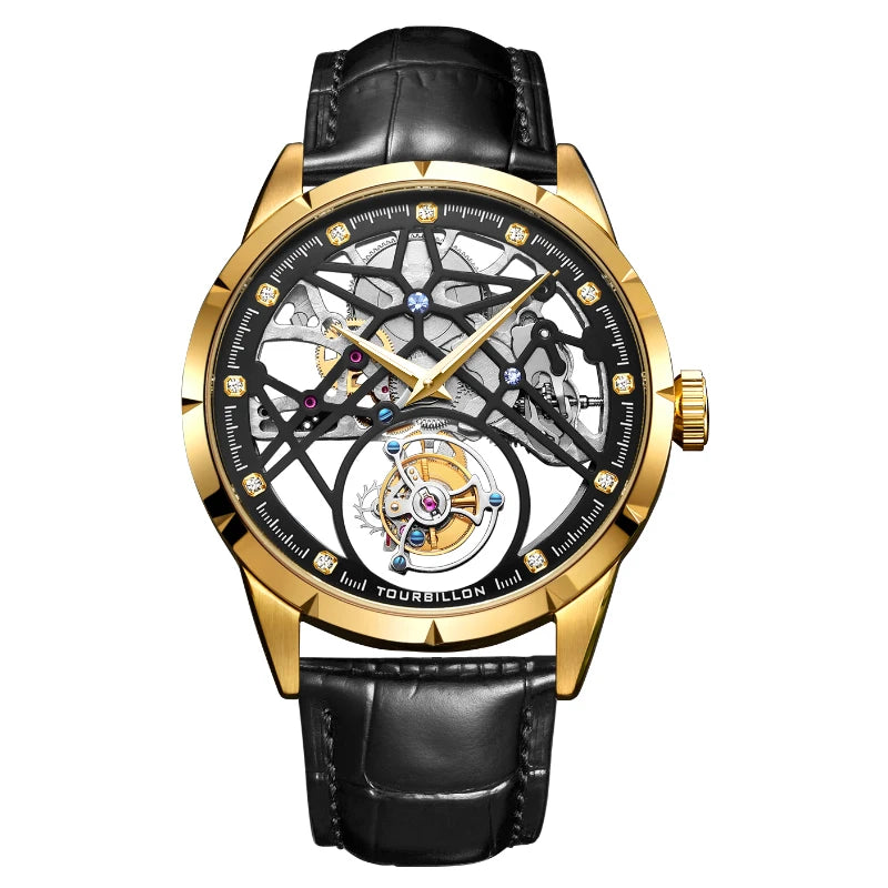 Montre Homme Tourbillon Volant AESOP 7018 – Squelette Double Face Verre Saphir Étanche 100m Garantie 3 Ans – CLEVI Paris