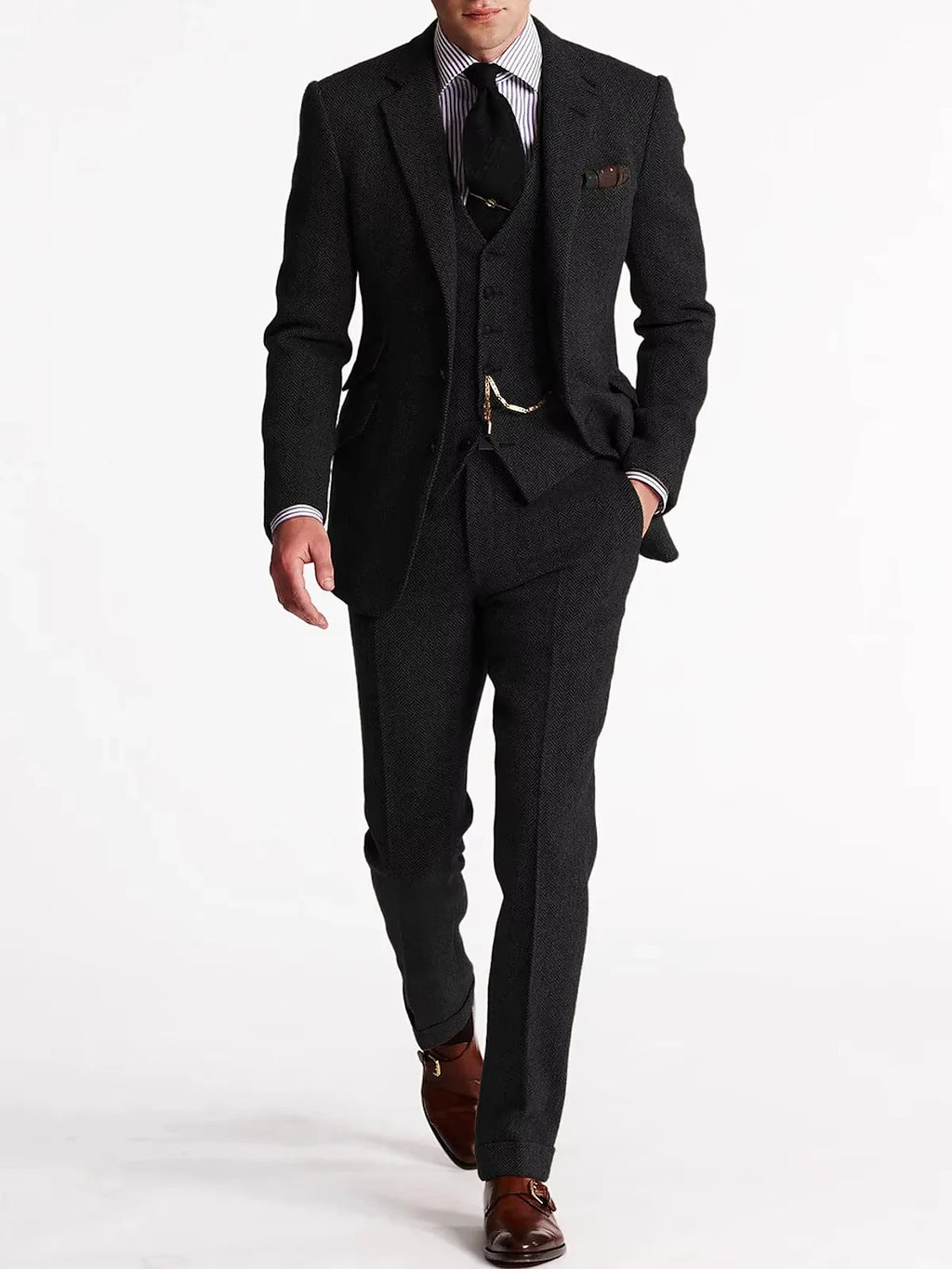 Costume homme en tweed 3 pièces – CLEVI Paris