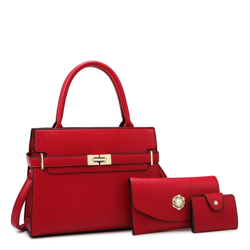 Set Sac à Main Femme Luxe – Grand Sac + Pochette | Cuir PU | Épaule & Bandoulière | 10 Coloris