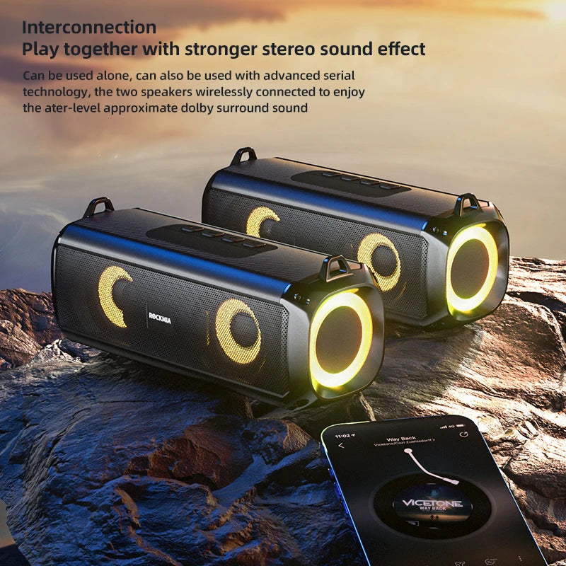 Enceinte Bluetooth Rockmia EBS-045 10W RGB LED TWS Micro TF USB 4h – CLEVI Paris