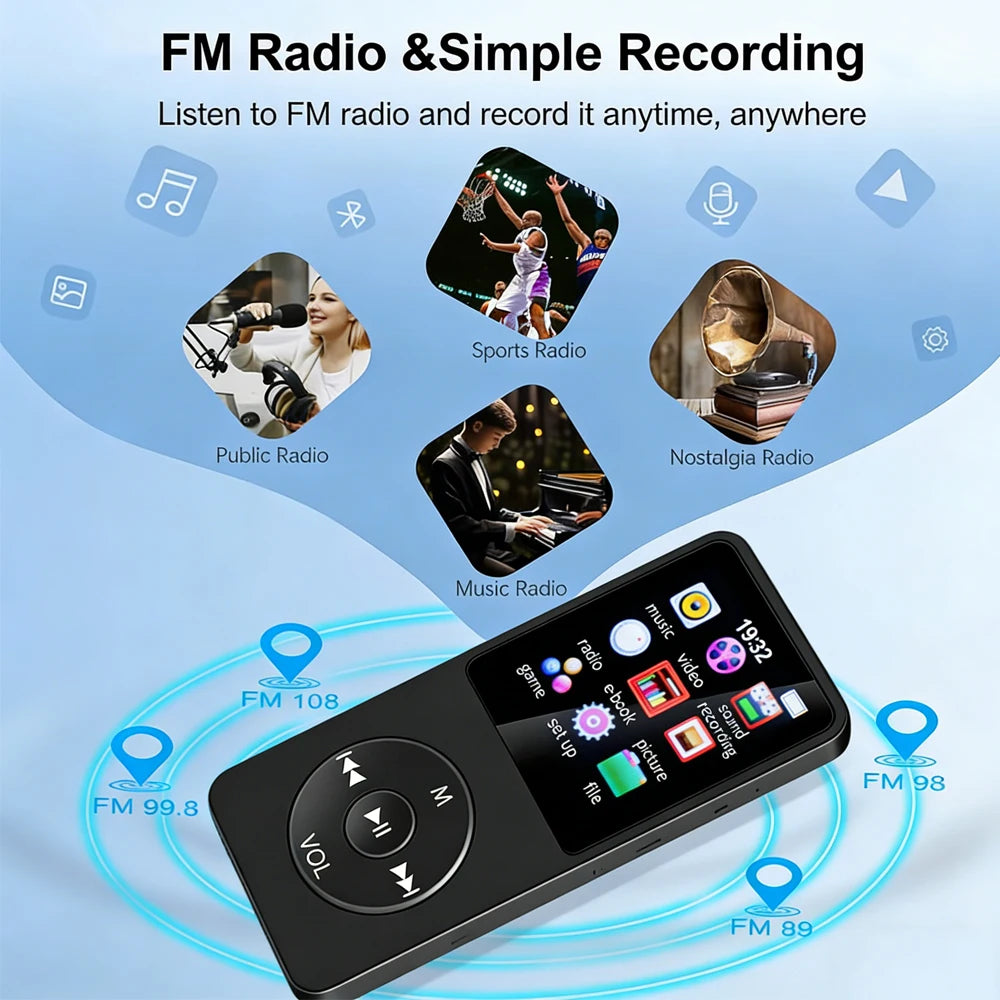 Kebidu Lecteur MP3/MP4 Bluetooth 5.0 HiFi Écran 1,8" FM TF 128Go – CLEVI Paris