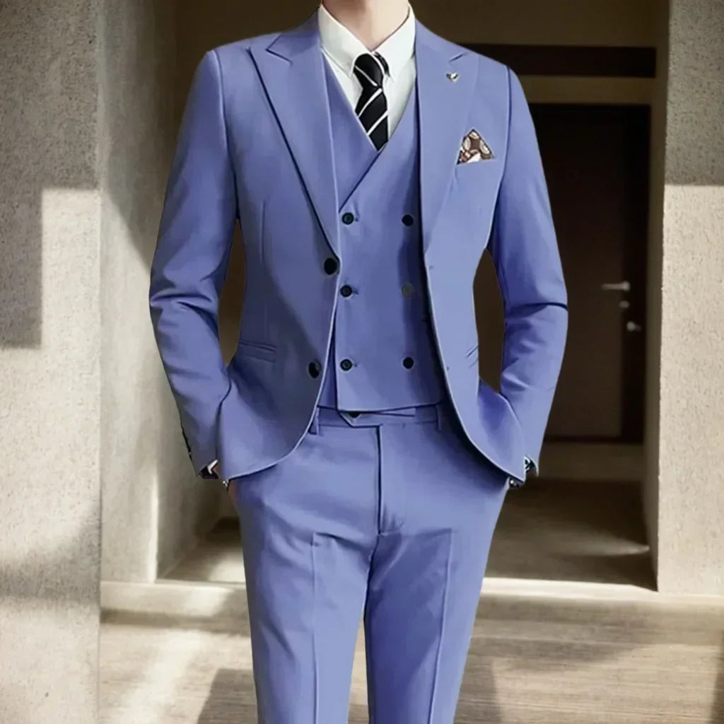 Costume homme 3 pièces uni, veste et gilet – CLEVI Paris