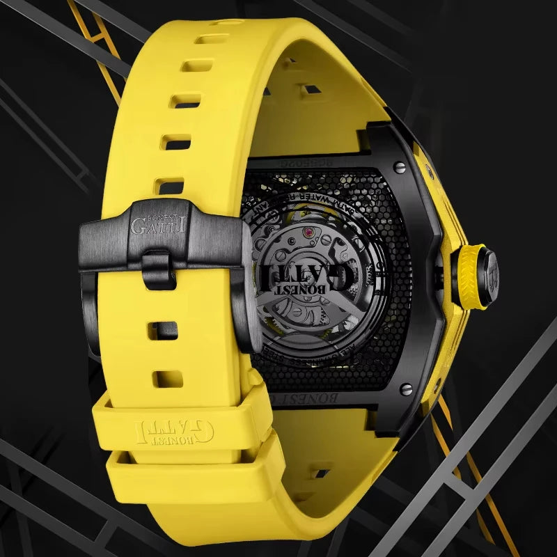 Montre BG5502 – Automatique Tonneau 46 mm, Cadran Squelette, Verre Saphir, Aiguilles Lumineuses, Étanche 50 ATM – CLEVI Paris