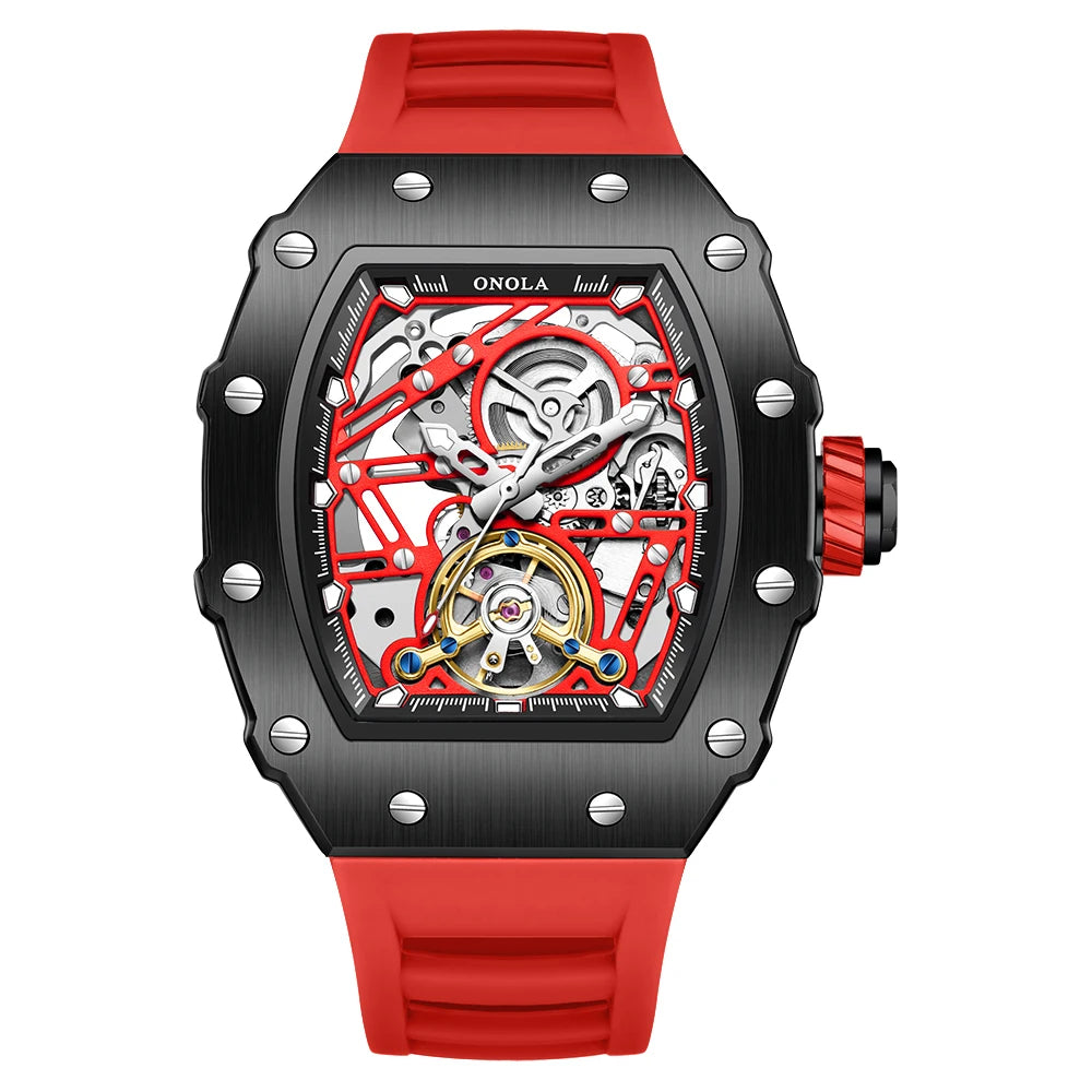 Montre Automatique Homme Onola ON-3854 Tourbillon Squelette Tonneau Silicone – CLEVI Paris