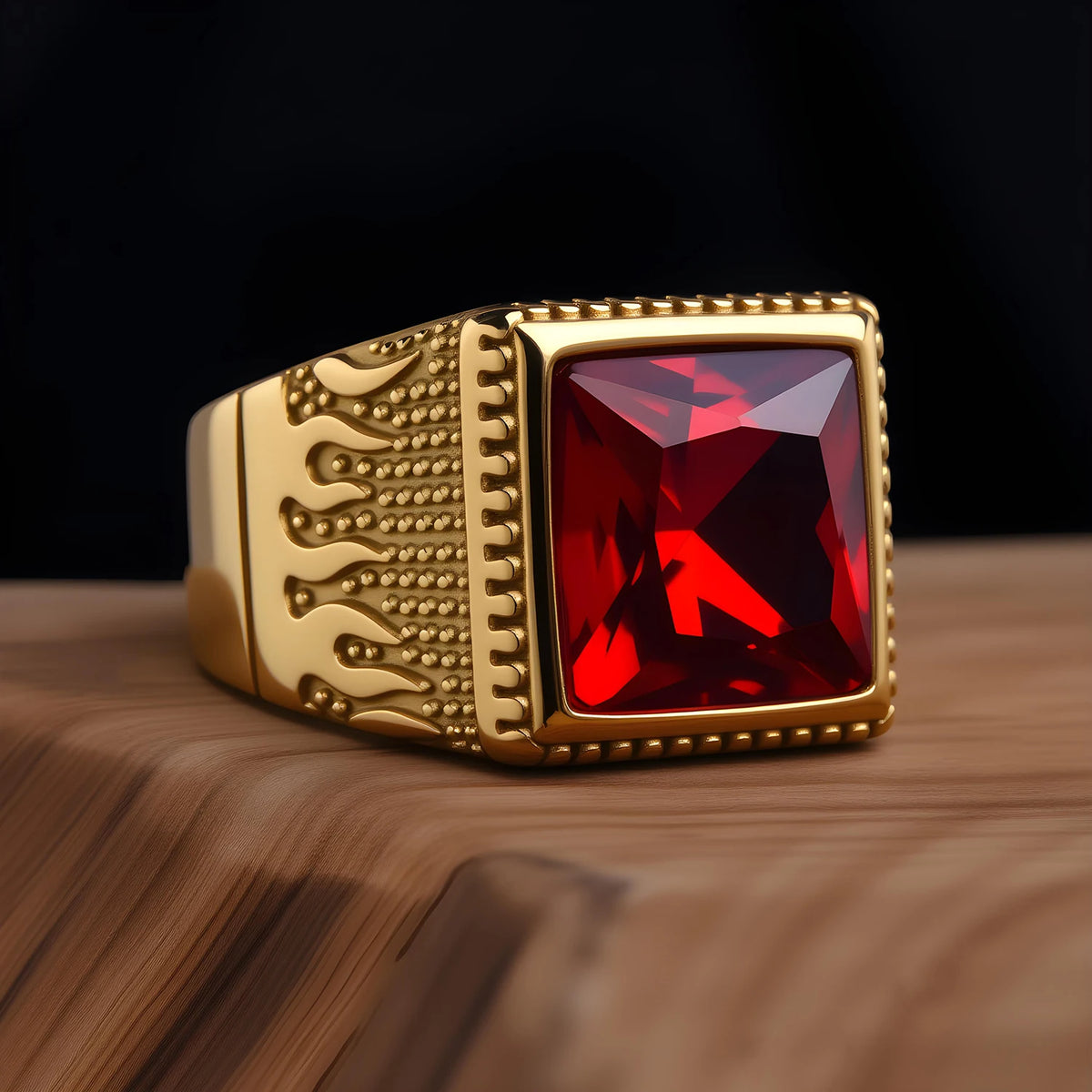 Bague Homme Acier Doré 18K Géométrique – CLEVI Paris