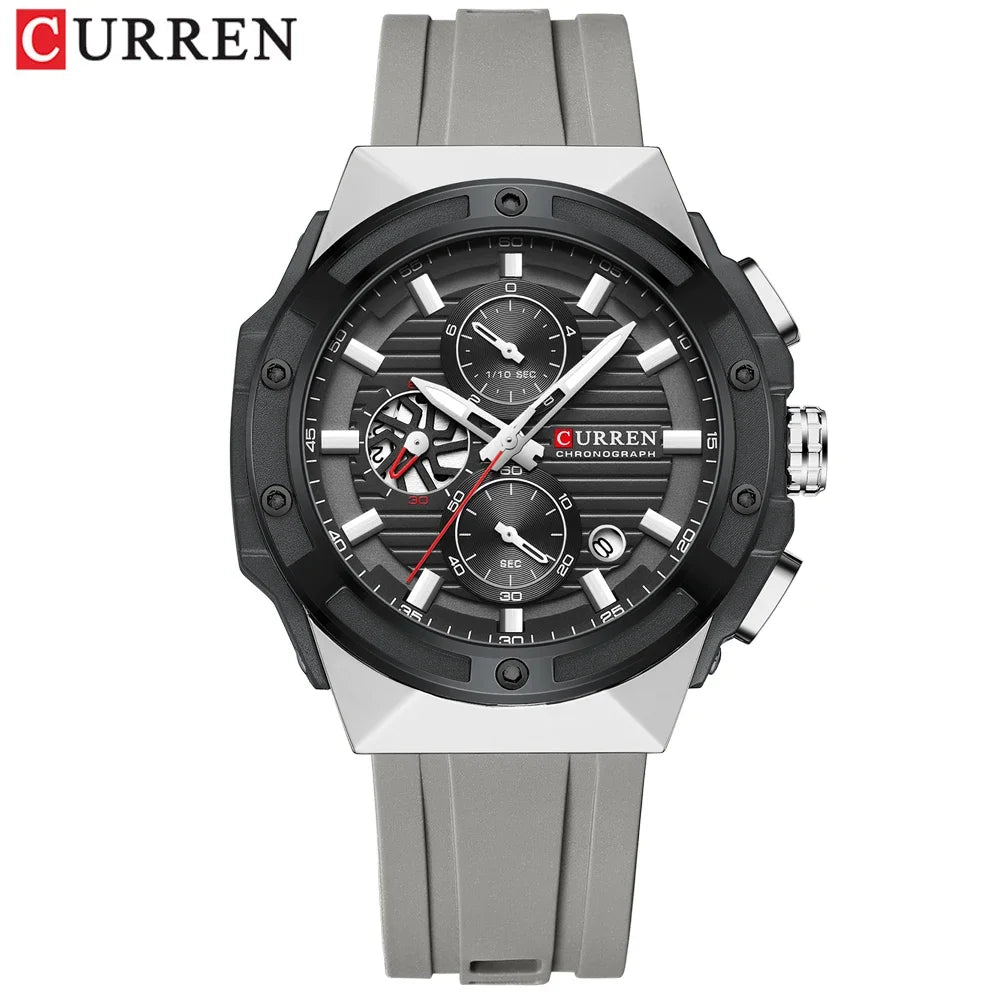 CURREN Montre Quartz Japonais Homme Sport Cadran Créatif Silicone Lumineux 45mm – CLEVI Paris
