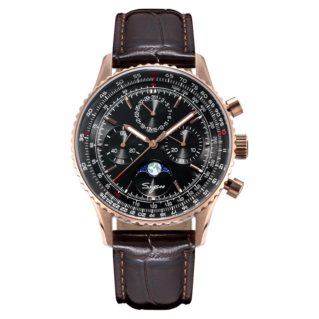 Montre Homme Chronographe Phase de Lune Sugess S468 Cal.ST1908 Swanneck – CLEVI Paris