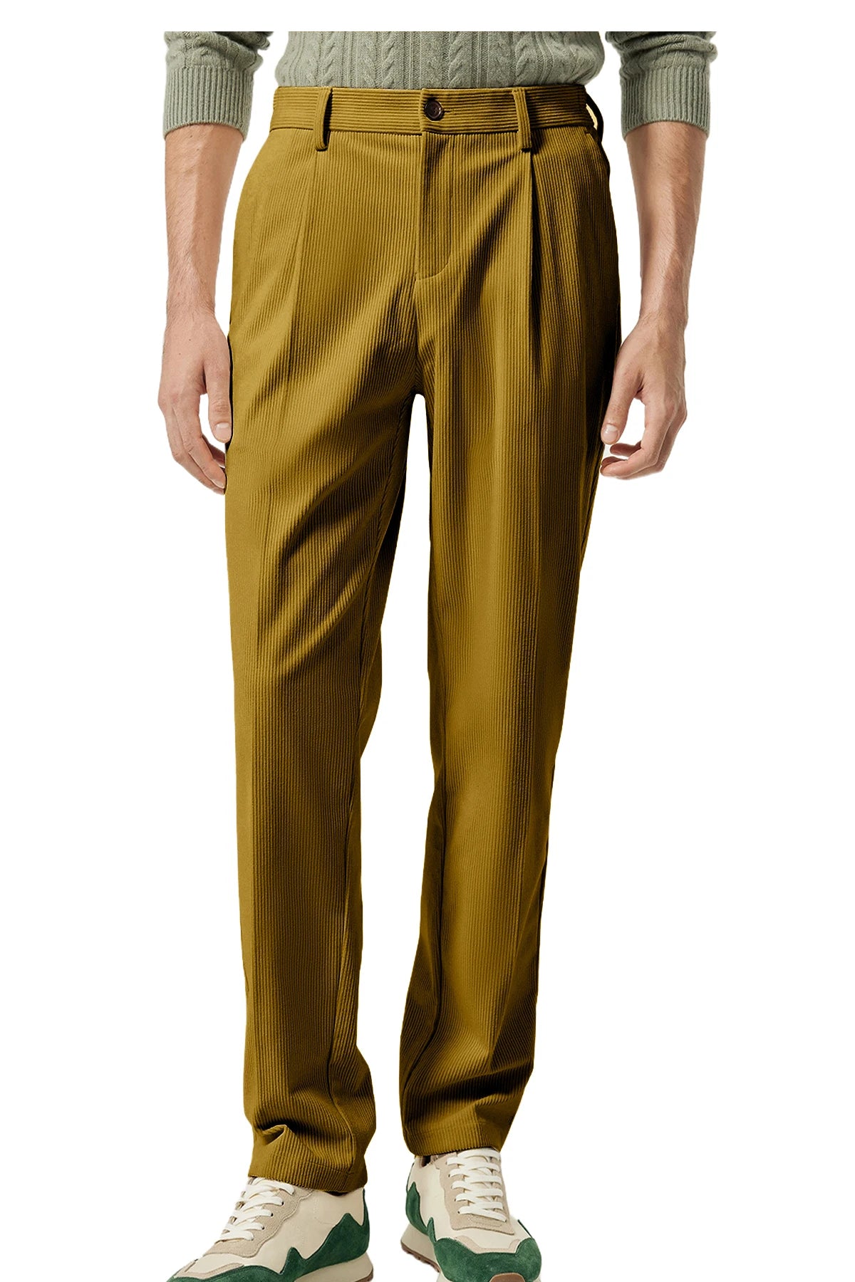 Pantalon homme en velours côtelé taille haute – CLEVI Paris