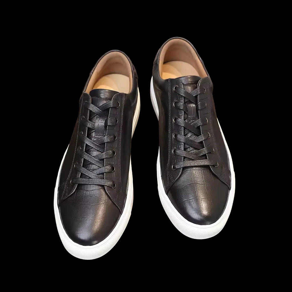 Sneakers Cuir Véritable Homme Style Rétro Plateforme Épaisse – Marron & Noir, Tailles 38-44 – CLEVI Paris