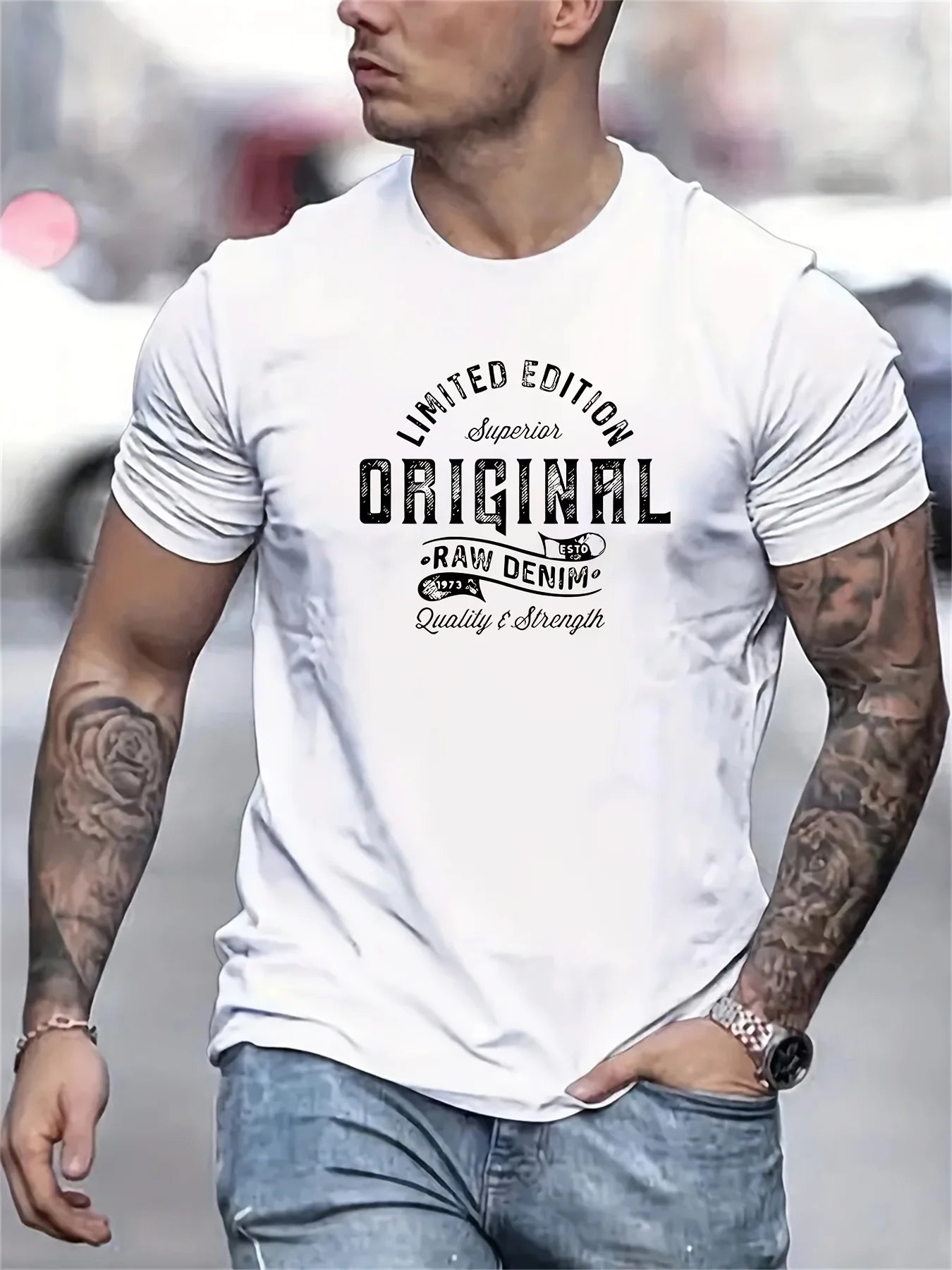 T-Shirt Homme 100% Coton Loose Col Rond Imprimé Lettres Style Américain 18 Coloris – CLEVI Paris