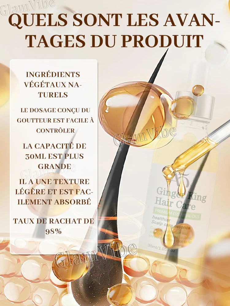 Essence Capillaire Ginger King Hair Care | Huile de Gingembre | Soin Cuir Chevelu & Anti-Chute | Unisexe – CLEVI Paris