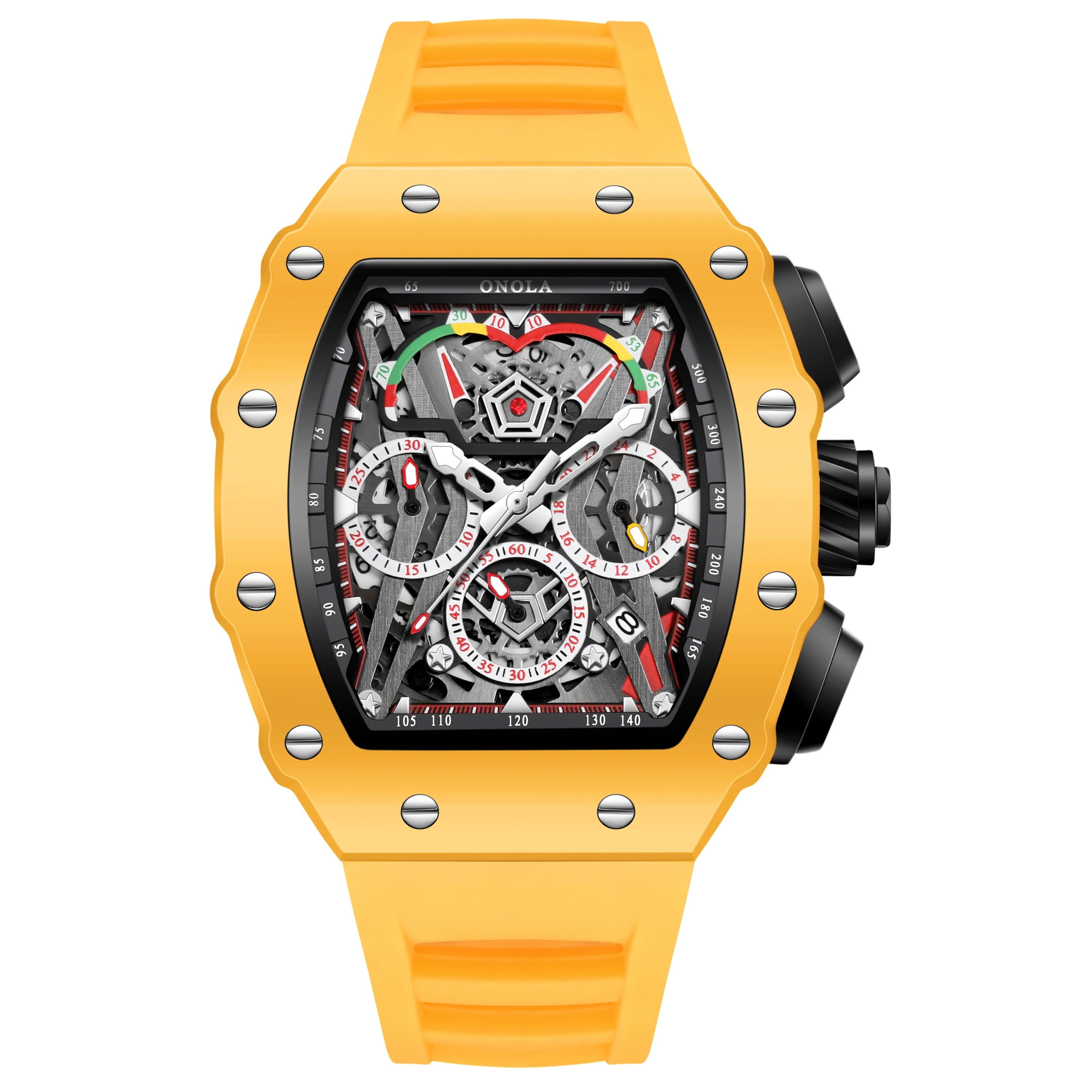 ONOLA ON6827CK Montre Homme Quartz Tonneau Bracelet Silicone Verre Hardlex Lumineux 3 ATM 4 Coloris – CLEVI Paris