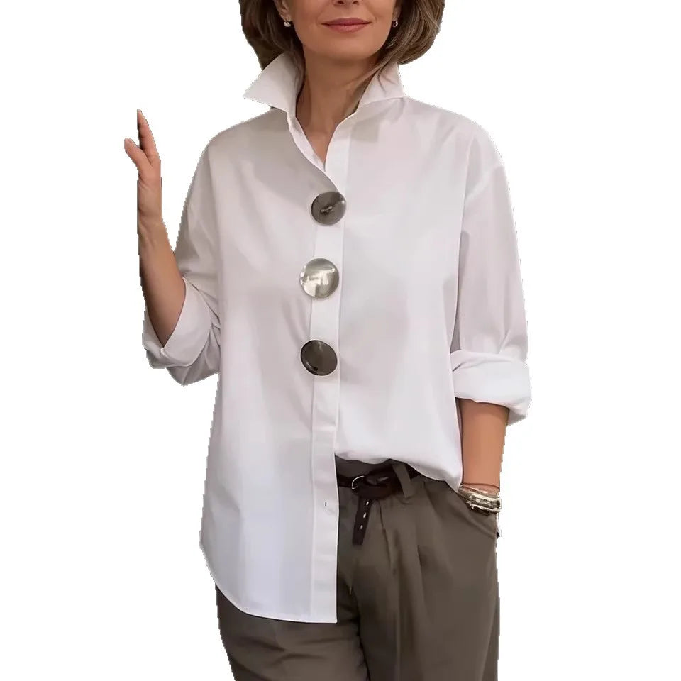 Chemisier femme uni à manches longues – CLEVI Paris