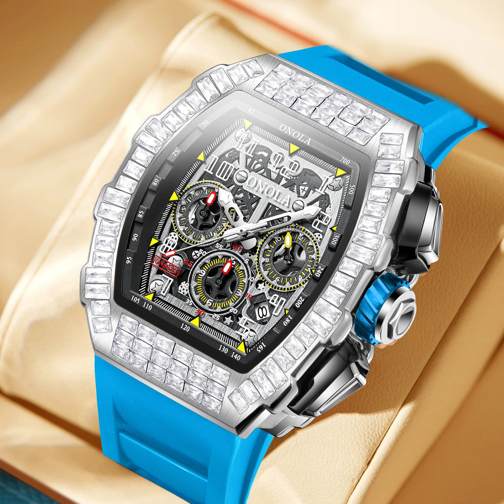 Montre Automatique ONOLA Sport Homme | Squelette Silicone Militaire