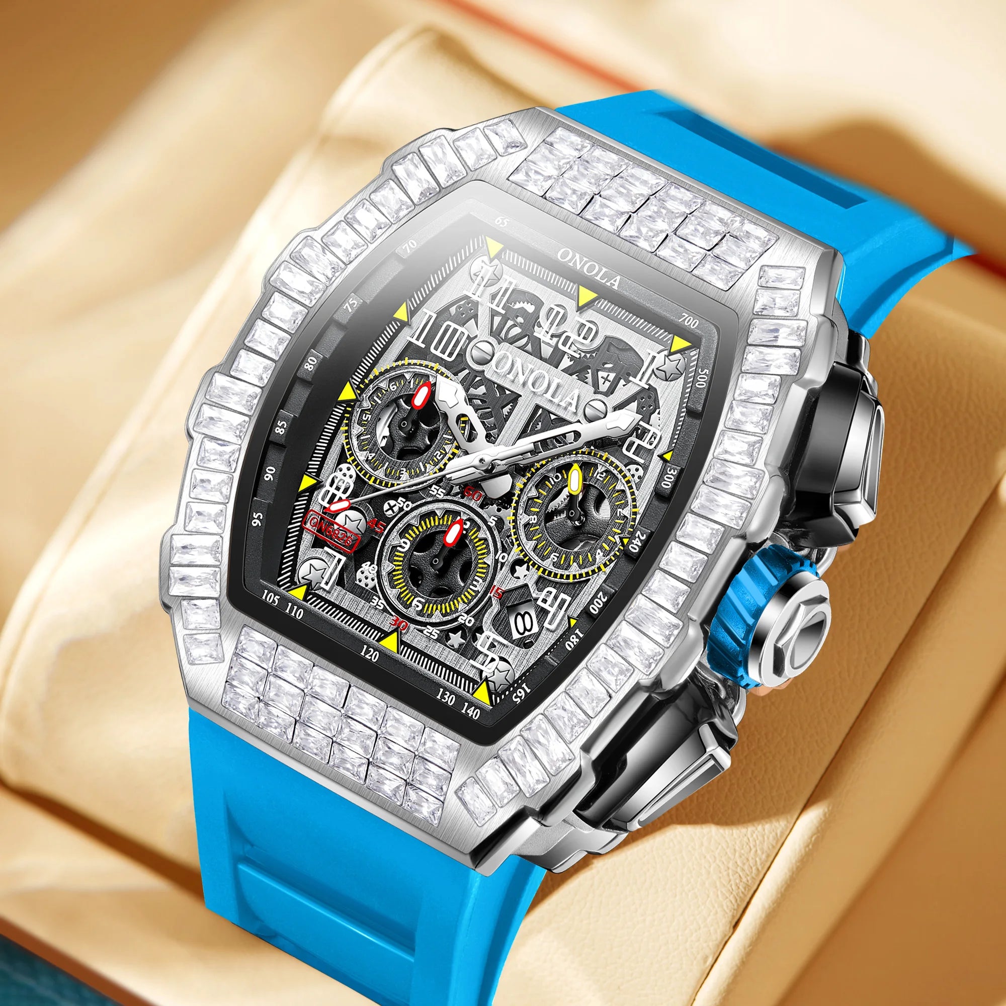 Montre Automatique ONOLA Sport Homme | Squelette Silicone Militaire