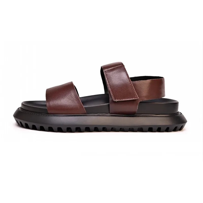 Sandales Homme Cuir de Vache Véritable Plateforme Velcro Antidérapantes – CLEVI Paris