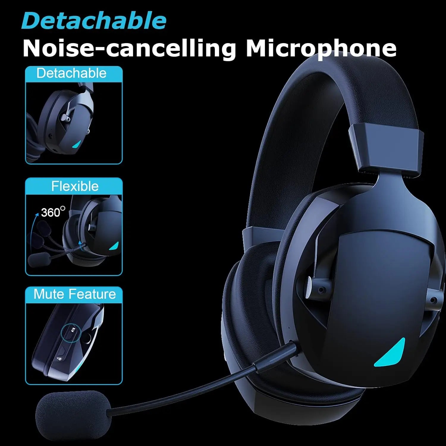 Casque Gaming Acinaci Sans Fil 2.4G Bluetooth USB 3.5mm Micro Détachable – CLEVI Paris