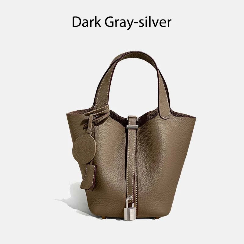 Sac Seau Femme Cuir Véritable TOGO Cadenas & Foulard Décoratif – CLEVI Paris