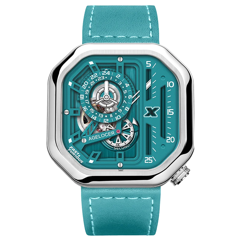 Montre Homme Automatique AGELOCER Racing Cyberpunk – Squelette 4 Couches Verre Saphir Étanche 5 Bars London Design Award – CLEVI Paris