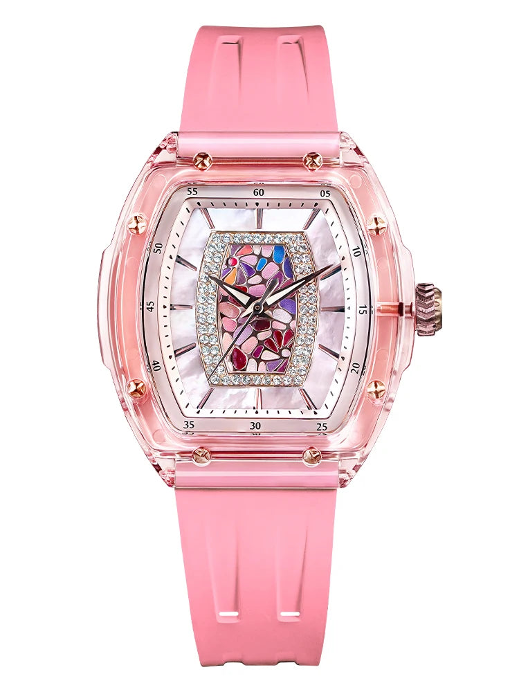 TSAR BOMBA Montre Femme Quartz Japonais Tonneau Saphir Caoutchouc Lumineux 35mm – CLEVI Paris