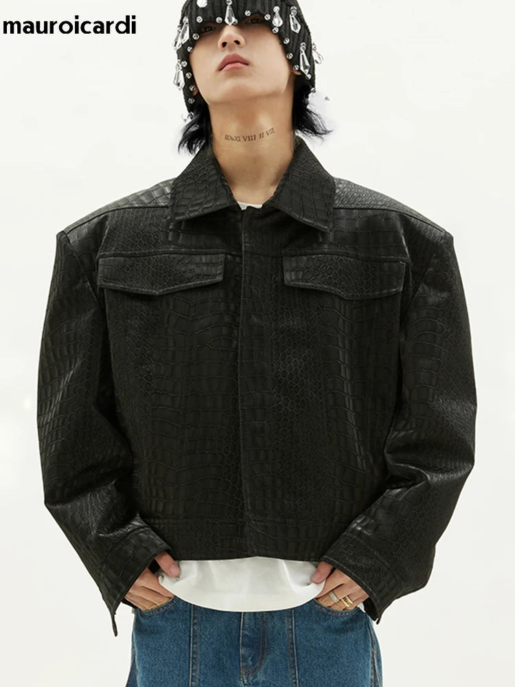 Veste Courte Homme Simili Cuir Imprimé Crocodile – CLEVI Paris
