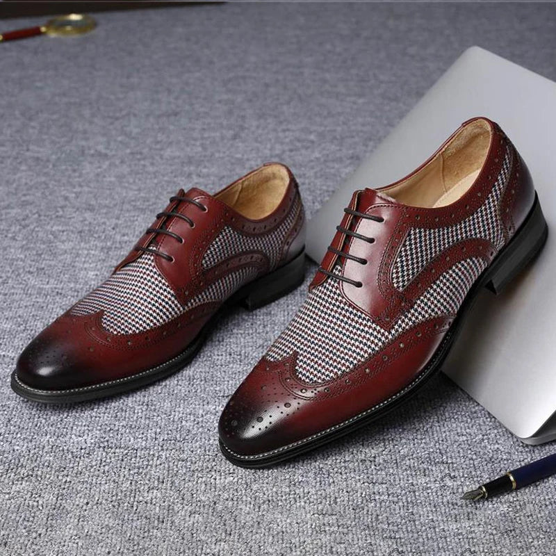 Derby Shoes Cuir Véritable Homme – Bout Pointu, Semelle Caoutchouc, Tailles 38-49 – CLEVI Paris