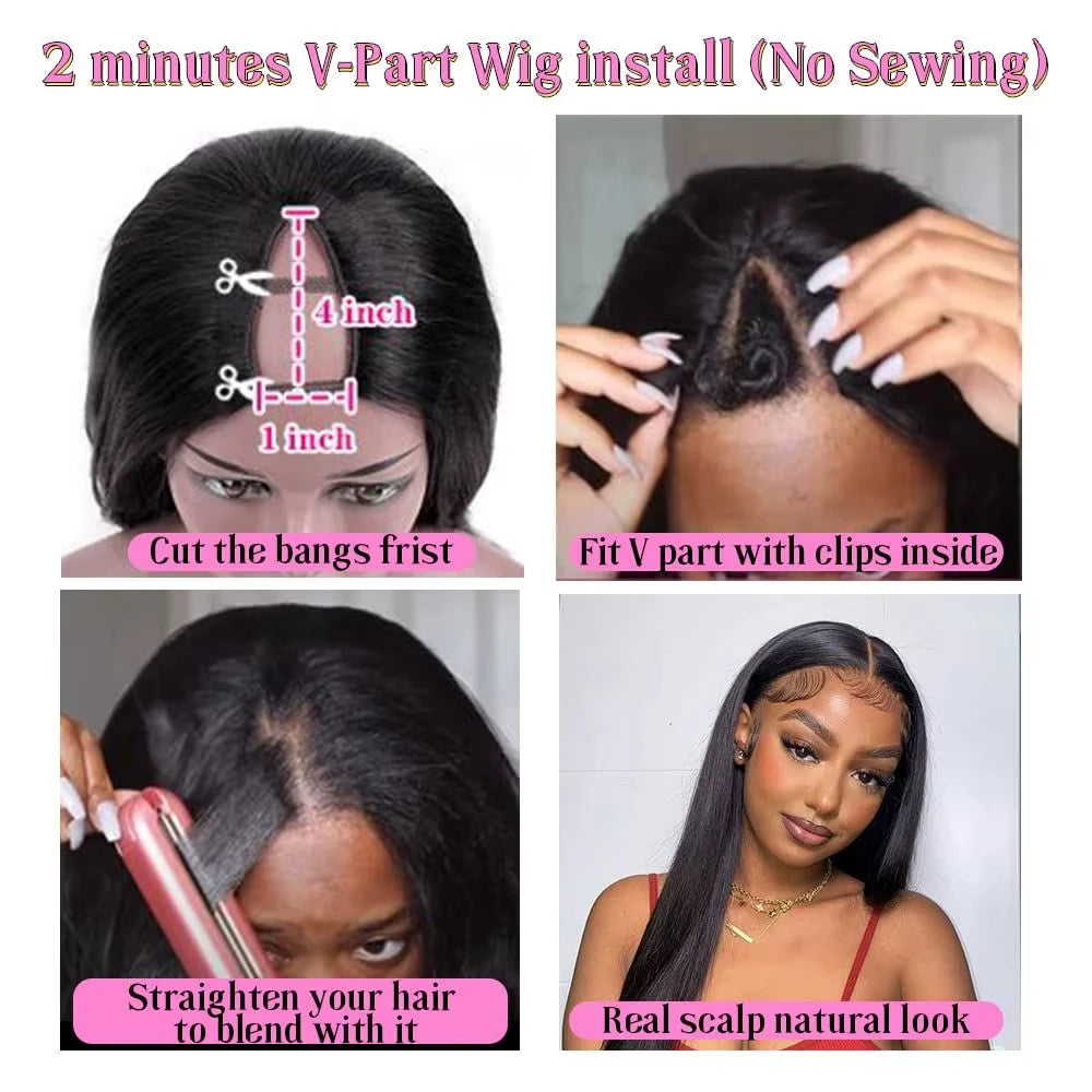 V-Part Wig Cheveux Humains Brésiliens — CLEVI Paris