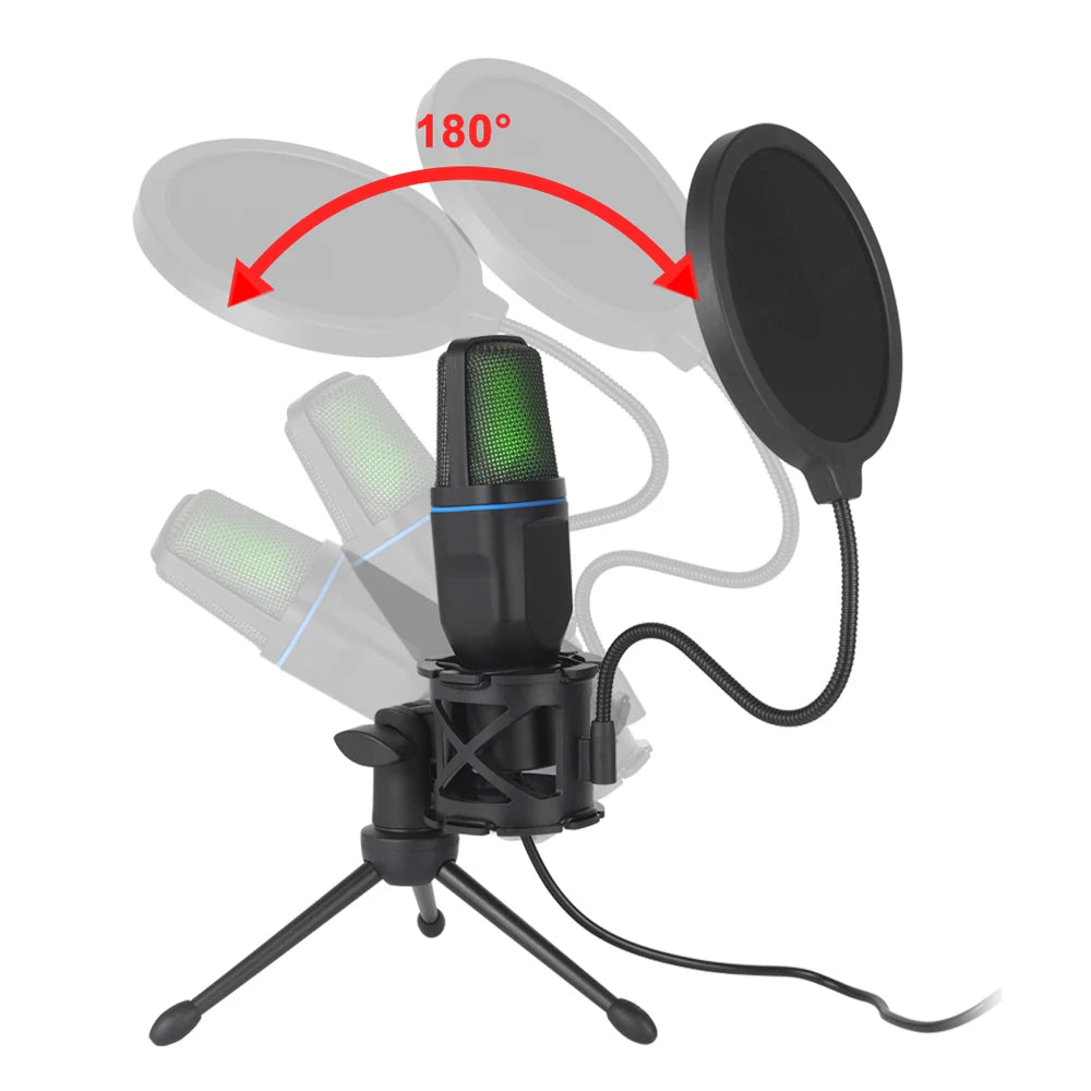 Microphone à Condensateur USB RGB AOIEUUAI | Filaire, Gaming, Podcast & Streaming, PC & Laptop – CLEVI Paris