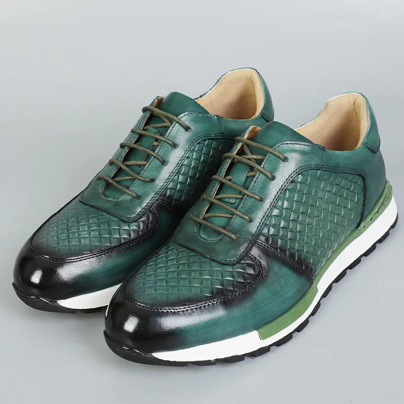 Oxford Casual Homme Cuir de Vache Motif Tressé Rétro Respirant Lacets | EU 38-46