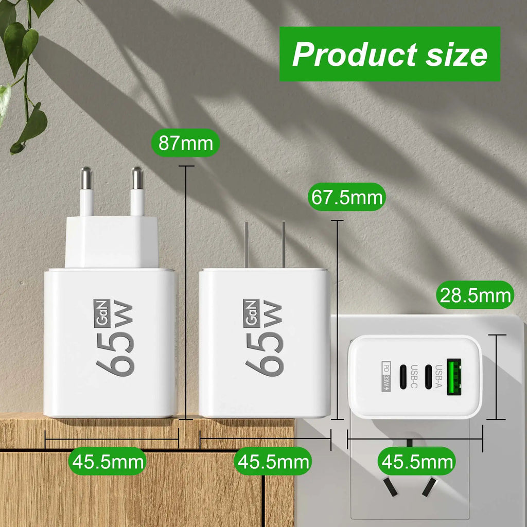 Chargeur USB-C 65W Quick Charge 3.0 Prise EU US KR – CLEVI Paris