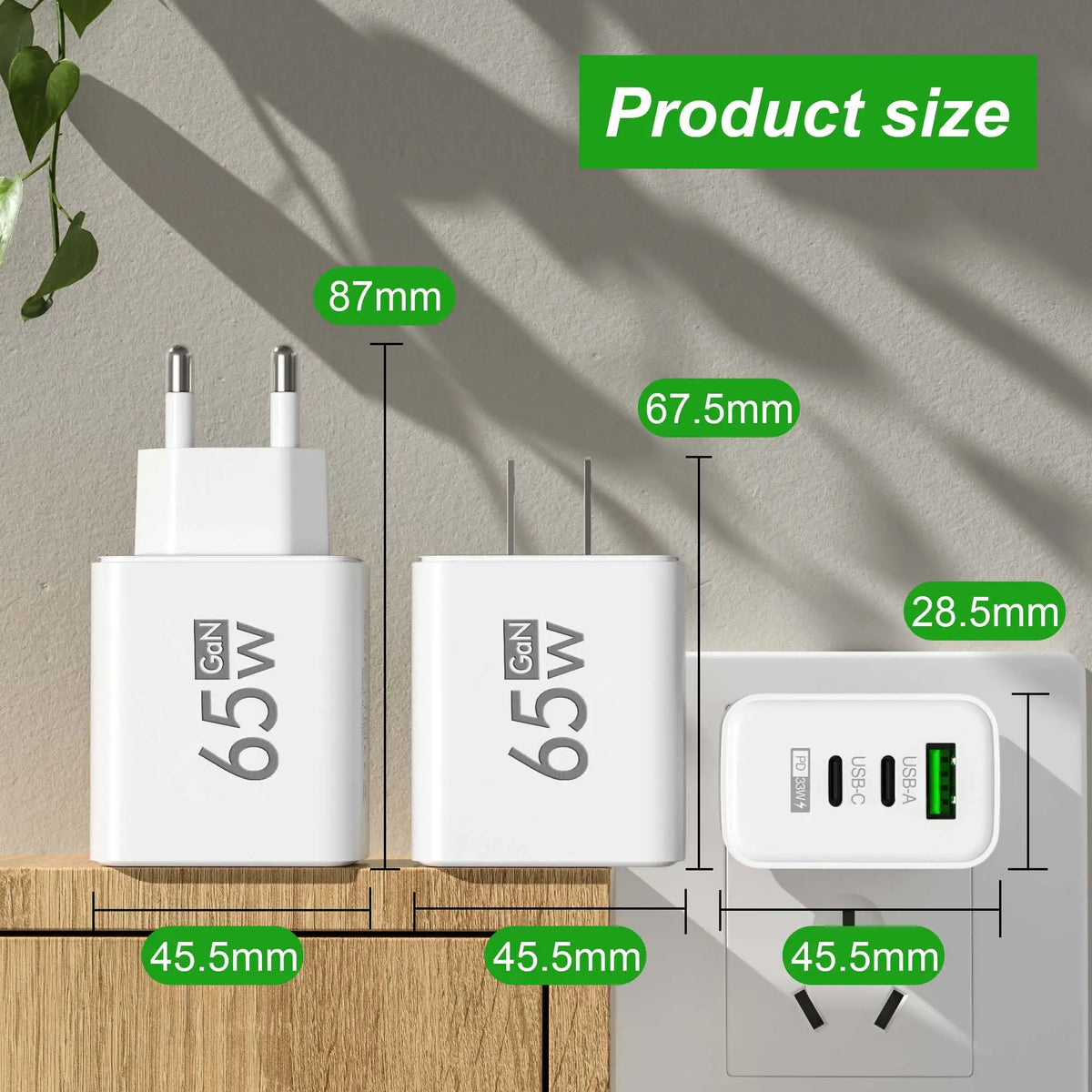 Chargeur USB-C 65W Quick Charge 3.0 Prise EU US KR – CLEVI Paris