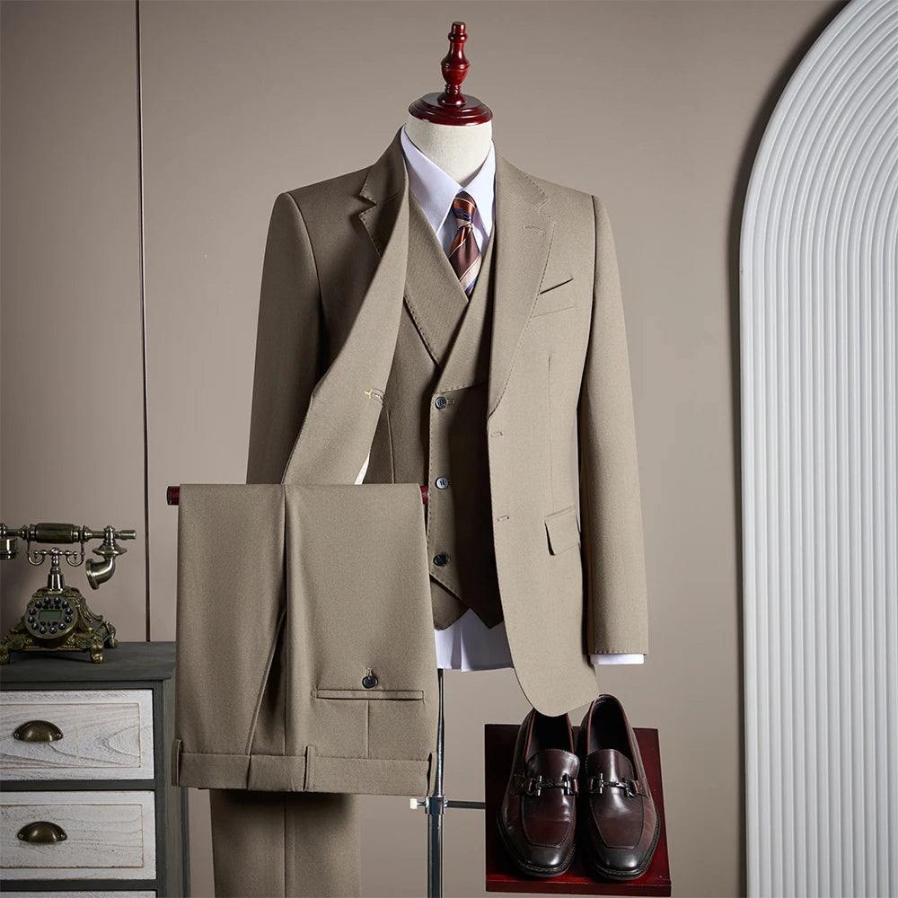 Costume 3 Pièces Homme Laine Coupe Slim Banquet Mariage – CLEVI Paris