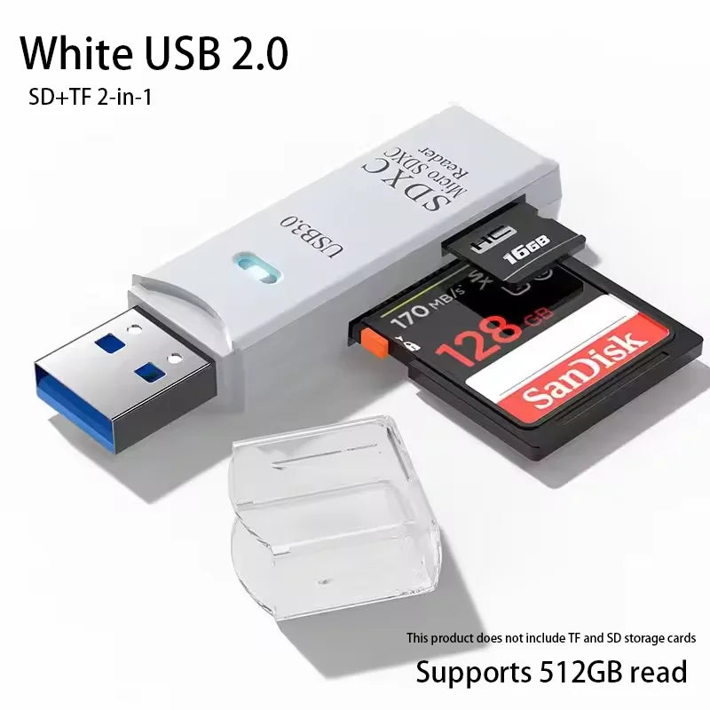 Lecteur de Carte Mémoire 2-en-1 USB 3.0 & Type-C – TF/SD Haute Vitesse, Compact & Certifié CE/RoHS – CLEVI Paris