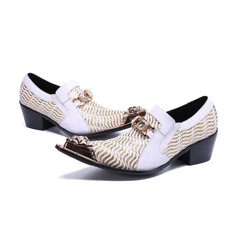 Derby Homme Cuir Véritable Motif Paisley Embout Métal Bout Pointu – 16 Coloris, EU 36-49 – CLEVI Paris