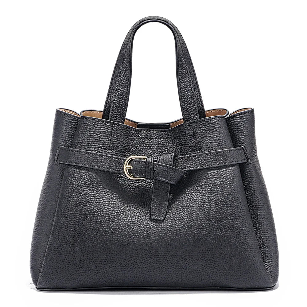 Sac Seau Femme Cuir Véritable Rivets Fermeture Zip – CLEVI Paris