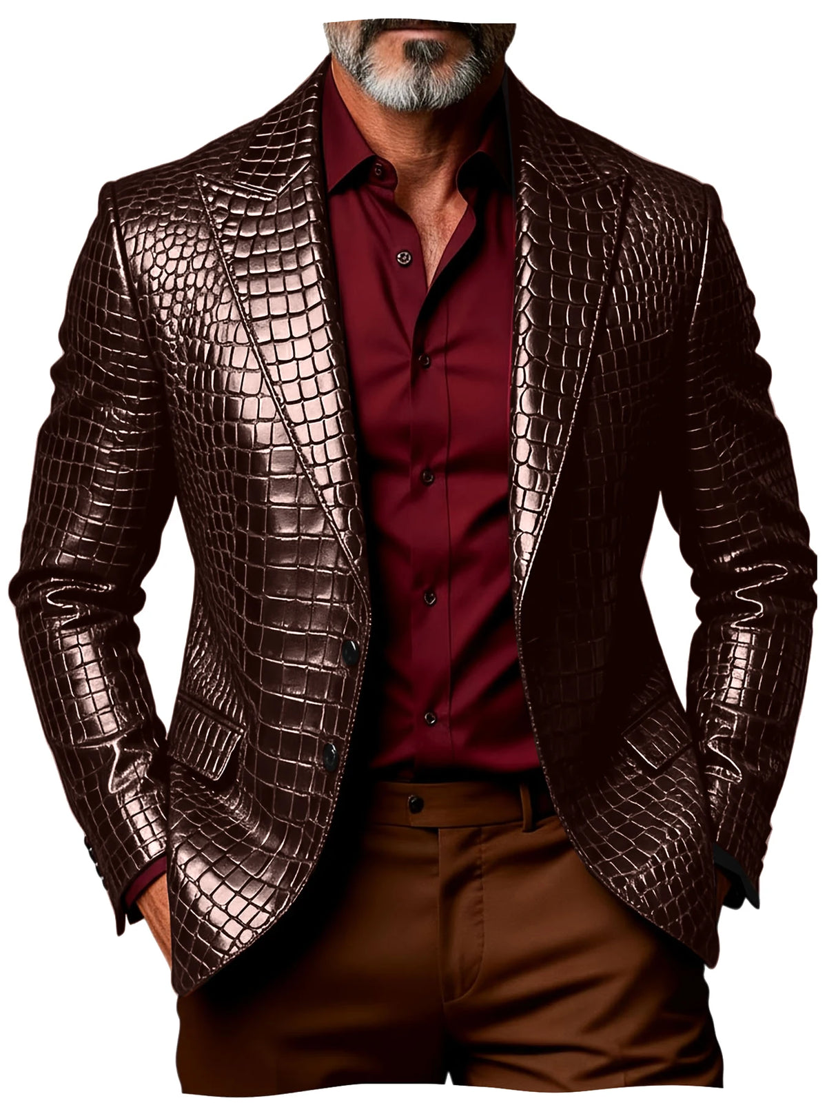 Blazer homme effet croco simple boutonnage – CLEVI Paris