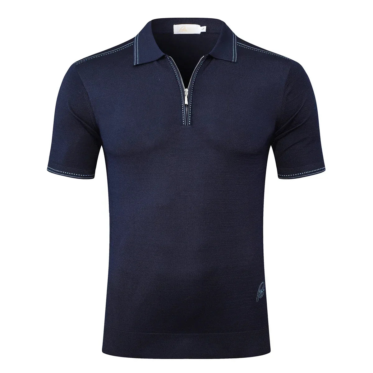 Polo Homme Soie & Bambou Brodé Manches Courtes Zip Casual Été Grandes Tailles M-5XL – CLEVI Paris