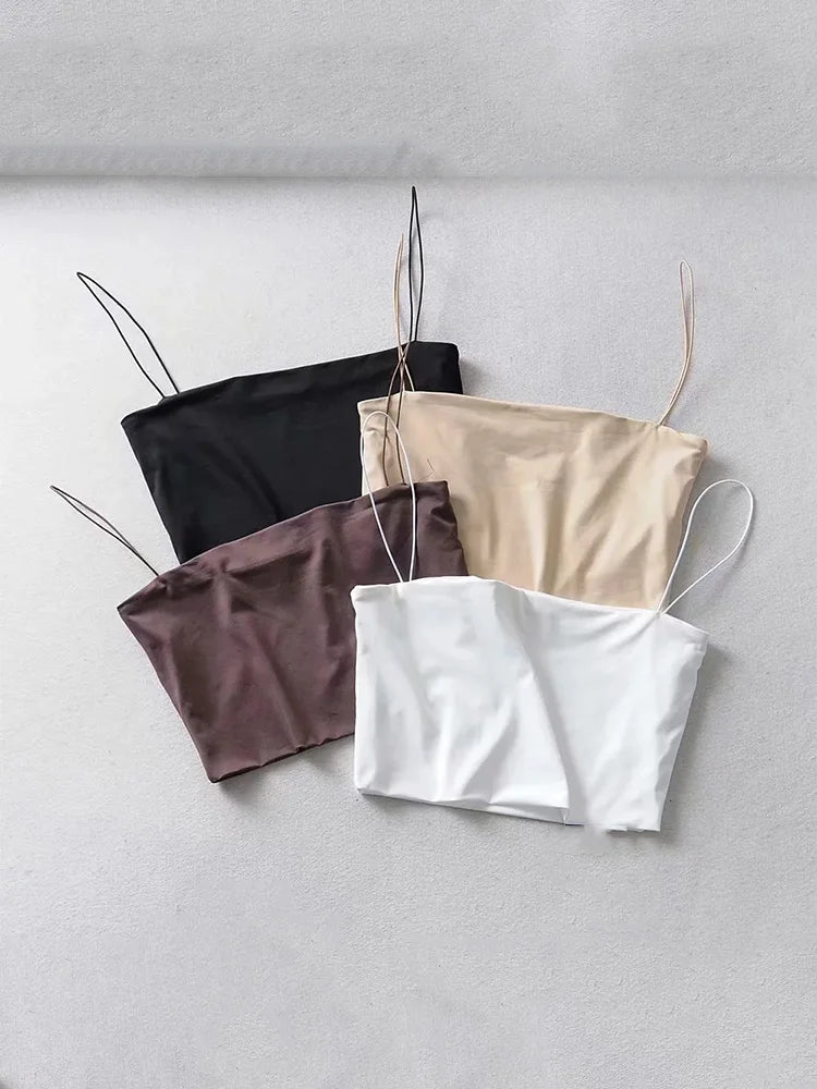 Crop Top Femme Sans Manches Élastique | Débardeur Court Polyester Été – CLEVI Paris