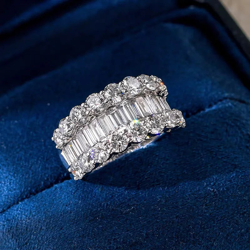 Bague Femme Zircon Émeraude & Ronde Demi-Anneau Argent 925 – CLEVI Paris
