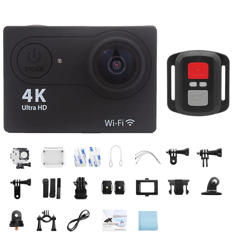 Caméra Action 4K Fomscvka – 1080P/60fps, WiFi, Étanche, Écran 2", Télécommande, 8 Coloris, microSD en Option