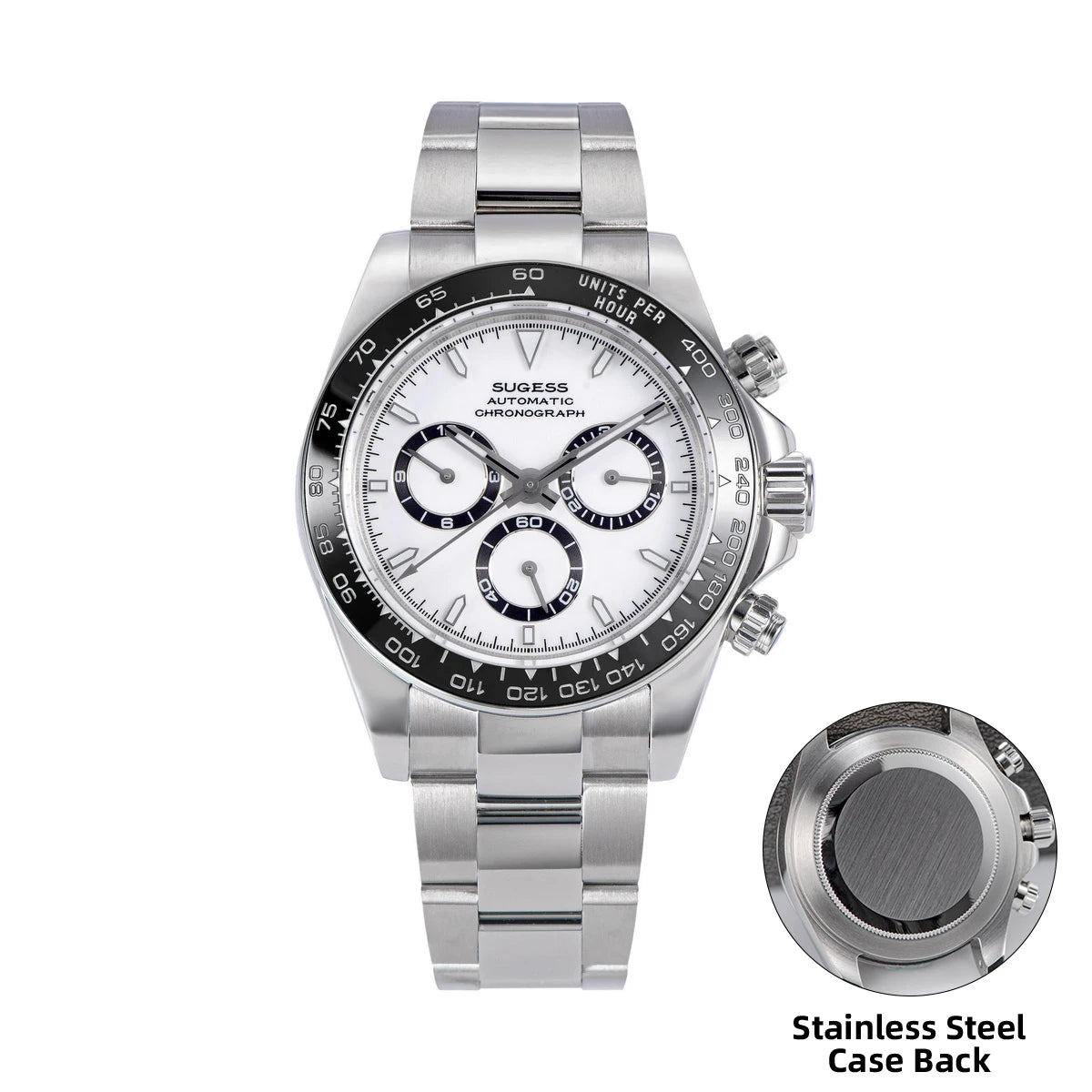 SUGESS Montre Automatique Homme Chronographe Peacock SL-4801 Saphir Acier 39mm 50m – CLEVI Paris