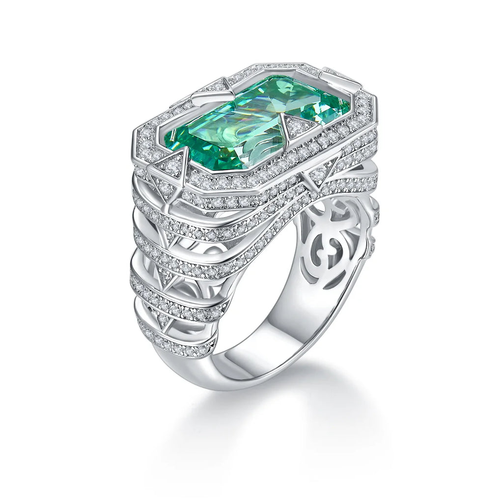 Bague Cocktail Femme XCL 6491 – Pierre Synthétique Paraïba Carrée Argent 925 Plaqué Platine