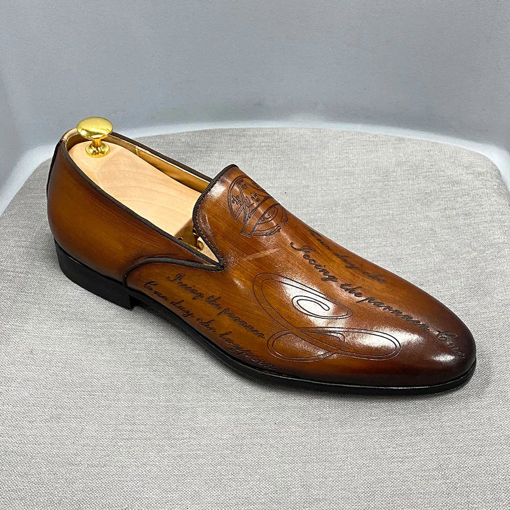 Mocassins Homme Cuir Véritable Peints à la Main Felix Chu – Style Italien Habillé – CLEVI Paris
