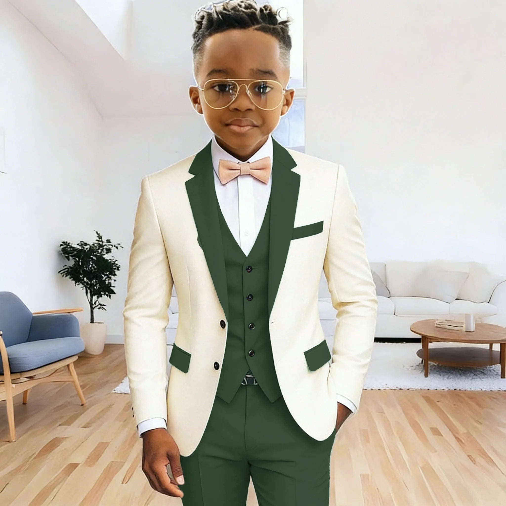 Costume 3 Pièces Garçon | Veste + Gilet + Pantalon | Mariage Cérémonie 2-16 Ans