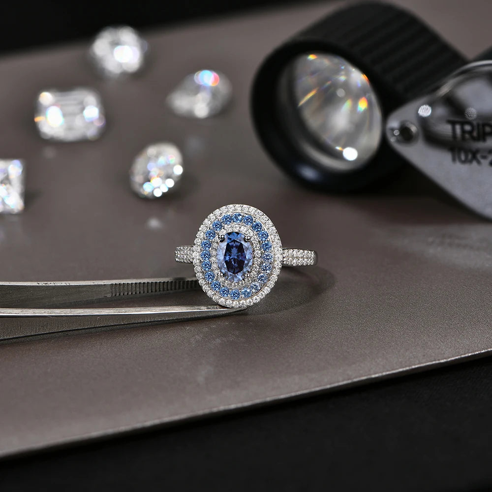 Bague Femme Moissanite Ovale 1CT Argent 925 Or – CLEVI Paris